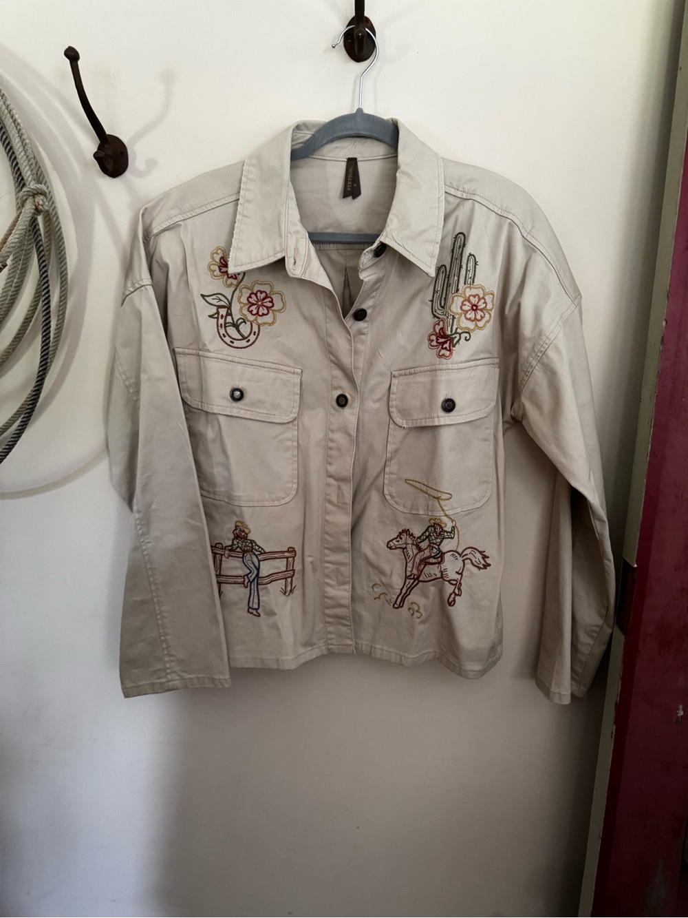 Stetson Beige Western Embroidered Utility Jacket